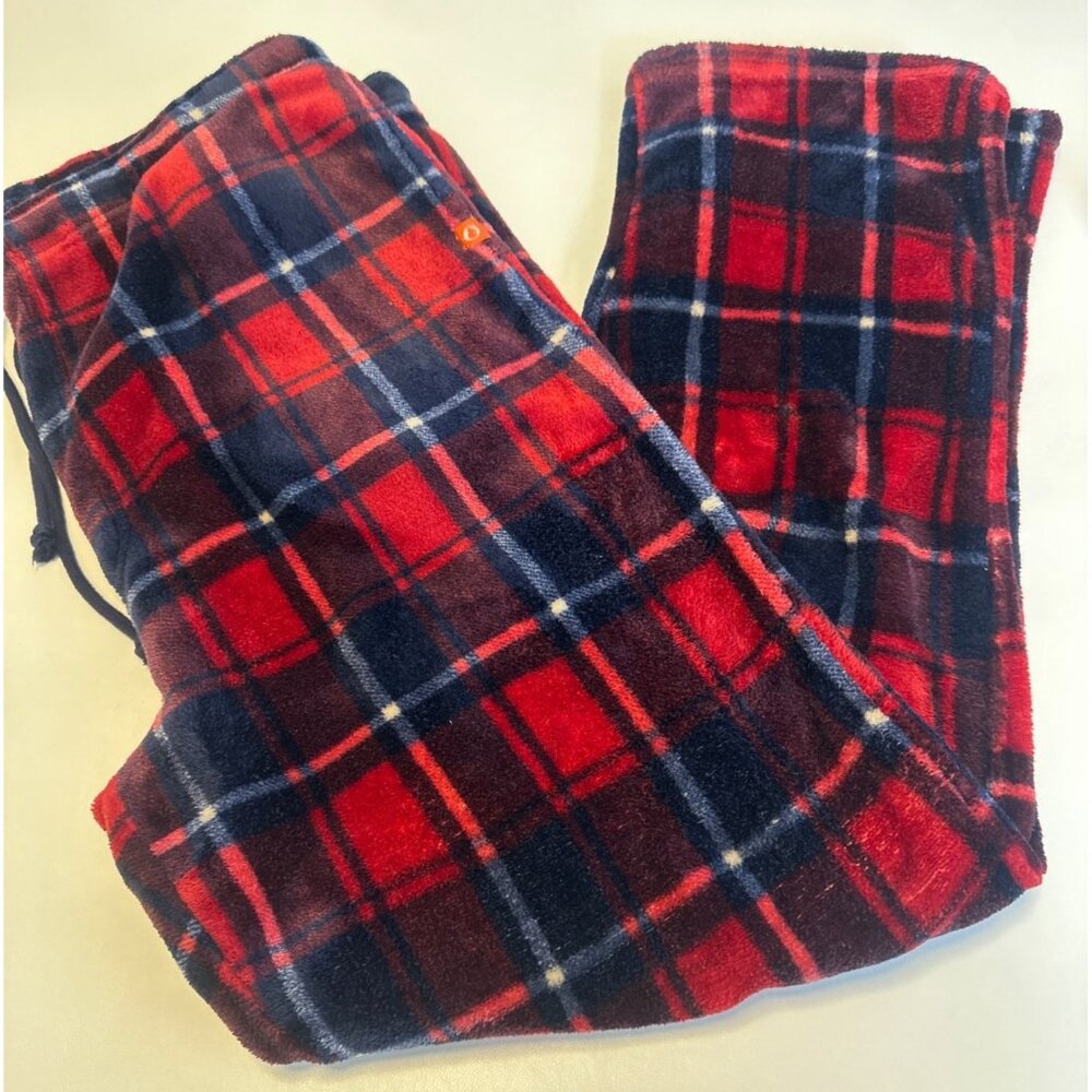The American Outdoorsman Mens Fleece Pajama Pants XL Red & Blue Plaid Lounge Wea